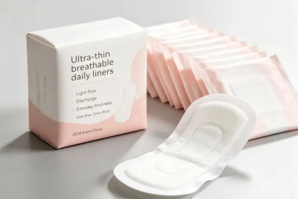 Ultra-thin breathable daily liners for light flow, discharge, and everyday freshness – less than 2mm thick – OEM from China